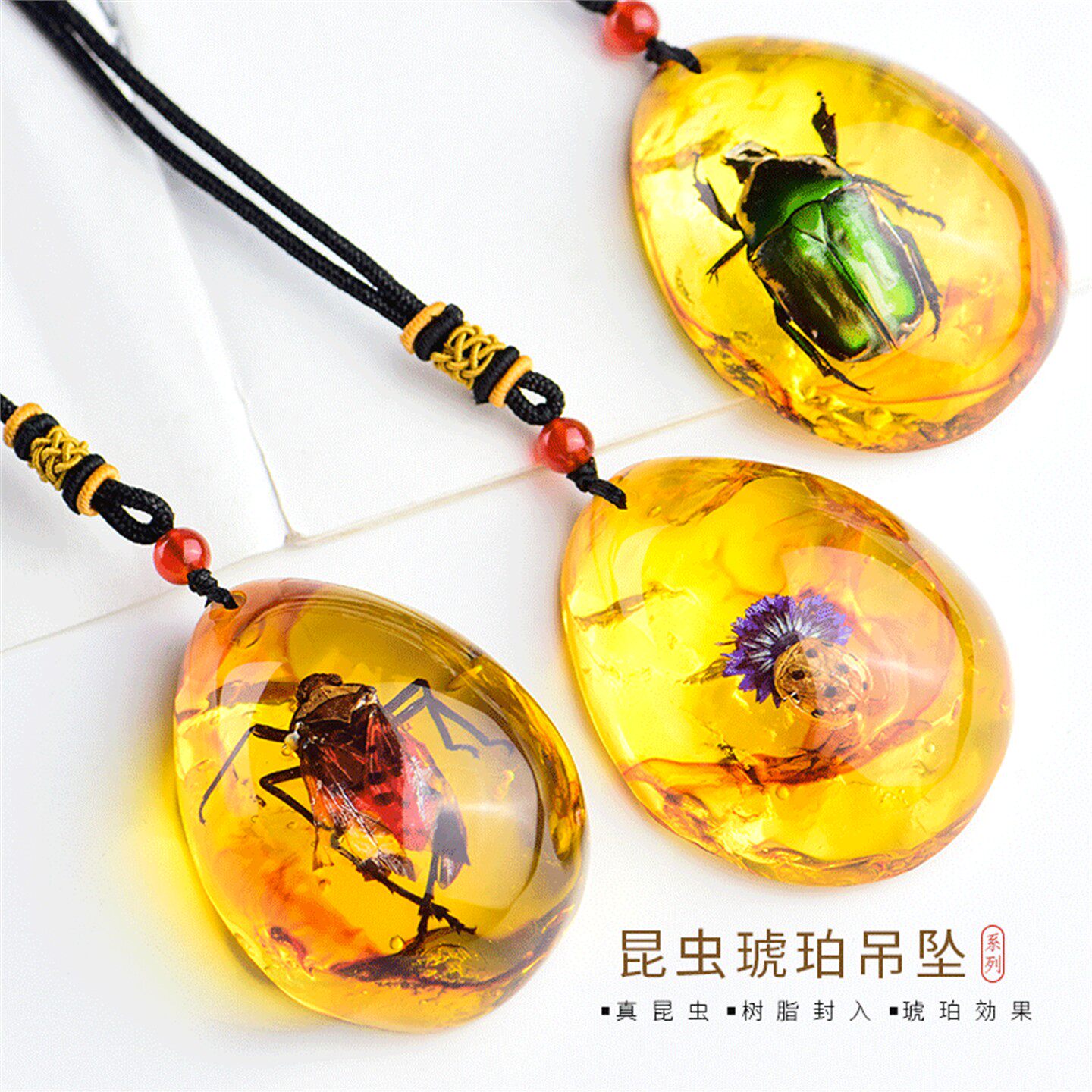 真实昆虫标本琥珀吊坠蝎子