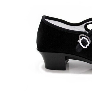 正品老北京布鞋高跟包邮女鞋黑色扣带上班工作鞋一字扣单鞋舞蹈鞋