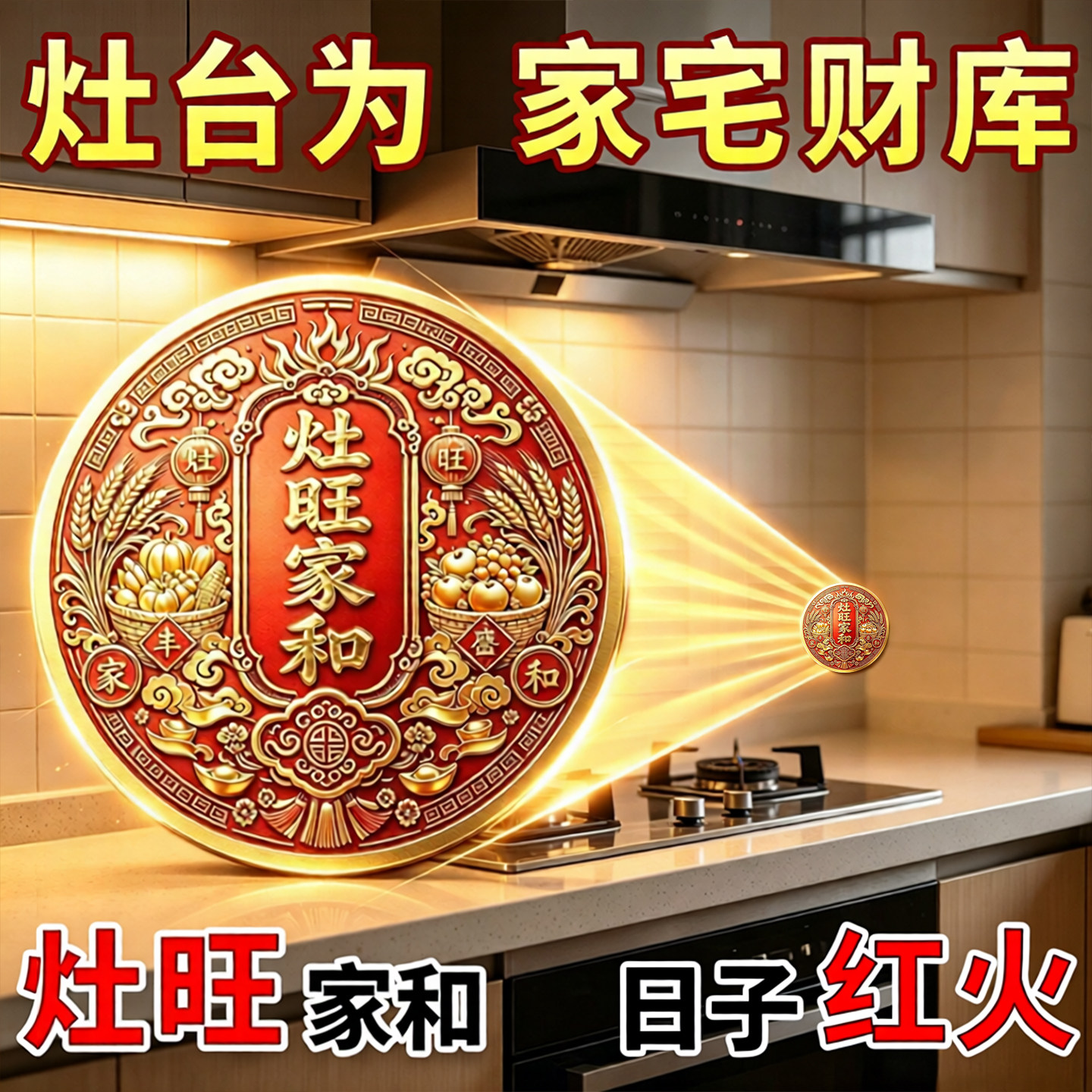 灶台贴旺家和吉祥财王厨房