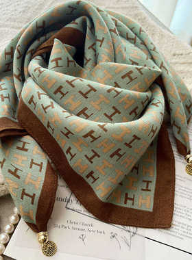 方巾丝巾女2025新款磁吸扣护颈小围巾女秋冬季棉麻脖子围脖护颈