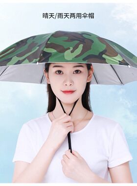 带头上的伞帽头戴式遮阳防晒钓鱼专用防雨斗笠雨伞帽子斗篷头盔伞