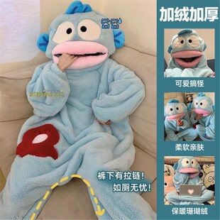小丑鱼连体睡衣大嘴鱼秋冬季 睡袍 沙雕搞怪男女珊瑚绒家居服加厚款