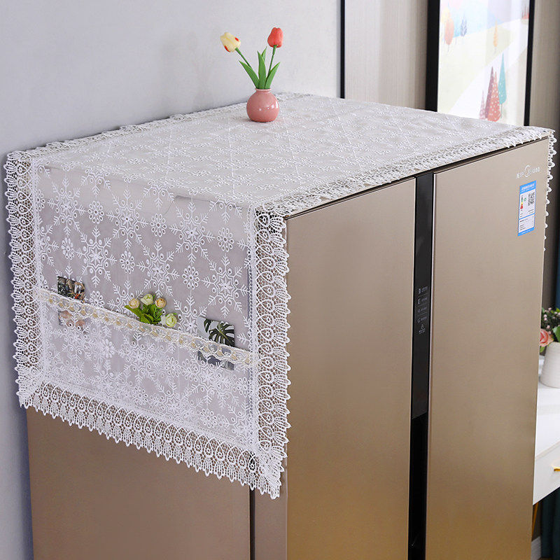 田园冰箱防尘盖布蕾丝网纱顶部散热单开门对开门冰箱巾