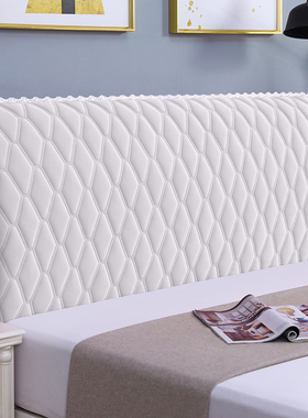 2024新款加厚床头罩套装饰防尘卧室防撞毛绒纯色现代简约软包中式