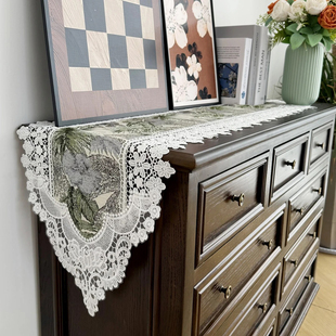 北欧百搭浪漫风餐桌旗美式 桌旗 复古茶几蕾丝桌旗电视柜斗柜法式