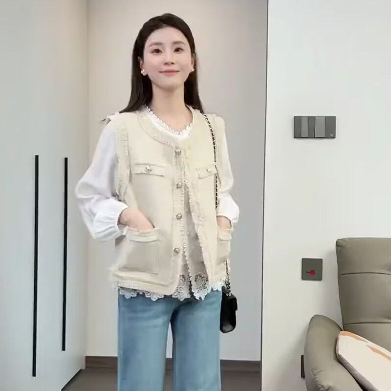 小香风马甲背心外套女短款2025春季新款超火减龄无袖马夹坎肩上衣
