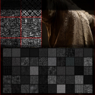 Zbrush面料布料磨损绒毛表面瑕疵破损Alpha无缝置换纹理贴图C4D