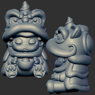 dimoo醒狮元宝三维立体图3d打印stl文件圆雕图雕刻机3d模型2341