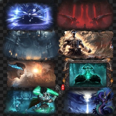 传奇UI素材 自定义纯白一体特效面板 8组 PNG格式序列帧 UI1360