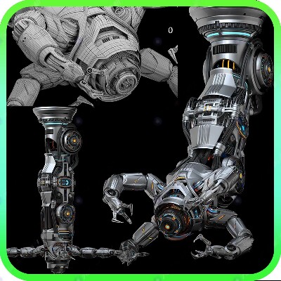 3dmax科幻工业装配设备机器人爪子机械手臂3D模型Vray渲染FBX OBJ