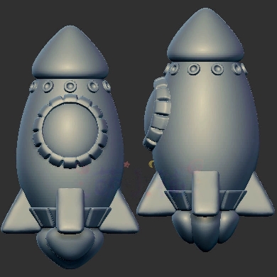 太空火箭挂件三维立体图3d打印stl文件圆雕图雕刻机3d模型2331