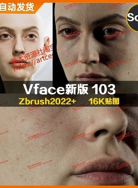XYZ/Vface新版ZBrush写实高清扫描模型头16K皮肤贴图Dorota103