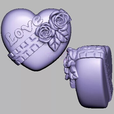 玫瑰花爱心三维立体图圆雕图STL文件雕刻机3D模型2690
