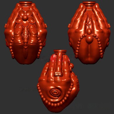 花朵佛手天珠三维立体图圆雕图stl文件雕刻机3d模型4229