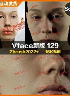 XYZ/Vface新版ZBrush写实高清扫描模型头16K皮肤贴图Yana129