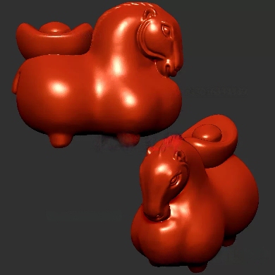 马上有钱元宝唐马生肖马三维立体图圆雕图stl文件雕刻机3d模型493