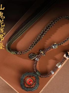 新款复古项链山鬼钱配包浆虎牙天珠可调节藏式文玩锁骨链男女款