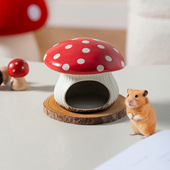 创意红蘑菇系列仓鼠窝陶瓷躲避屋洗澡盆金丝熊生活用品小宠浴沙盆