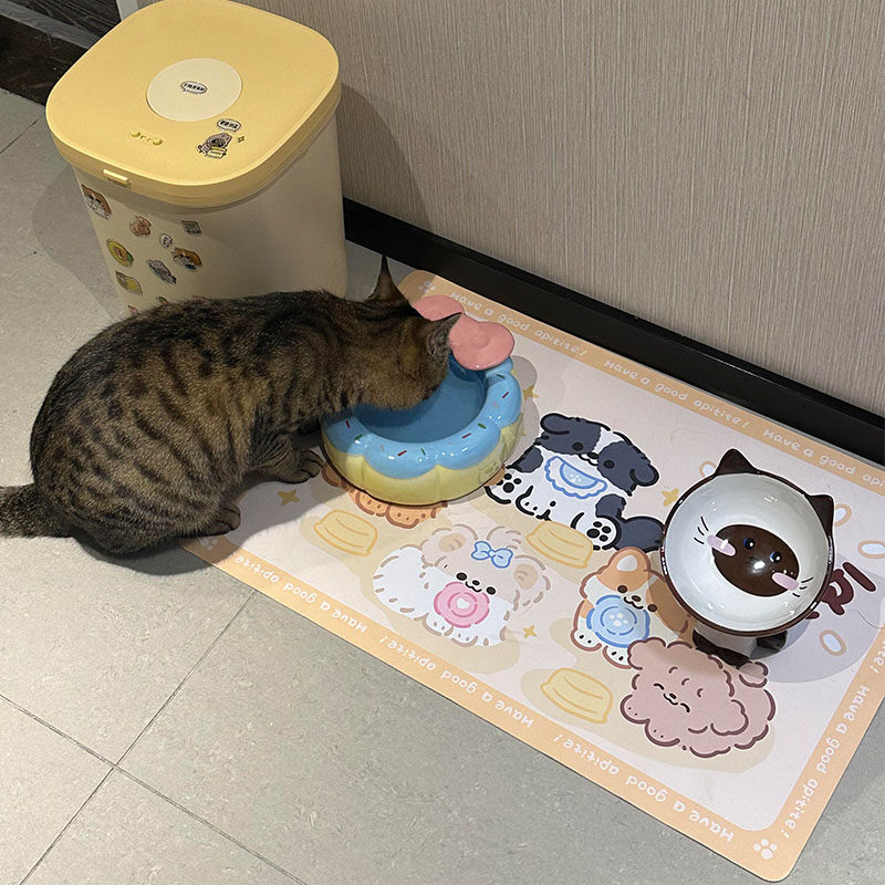 宠物餐垫猫咪狗狗防水防油防溅pu皮革地垫可爱卡通防滑猫碗垫子