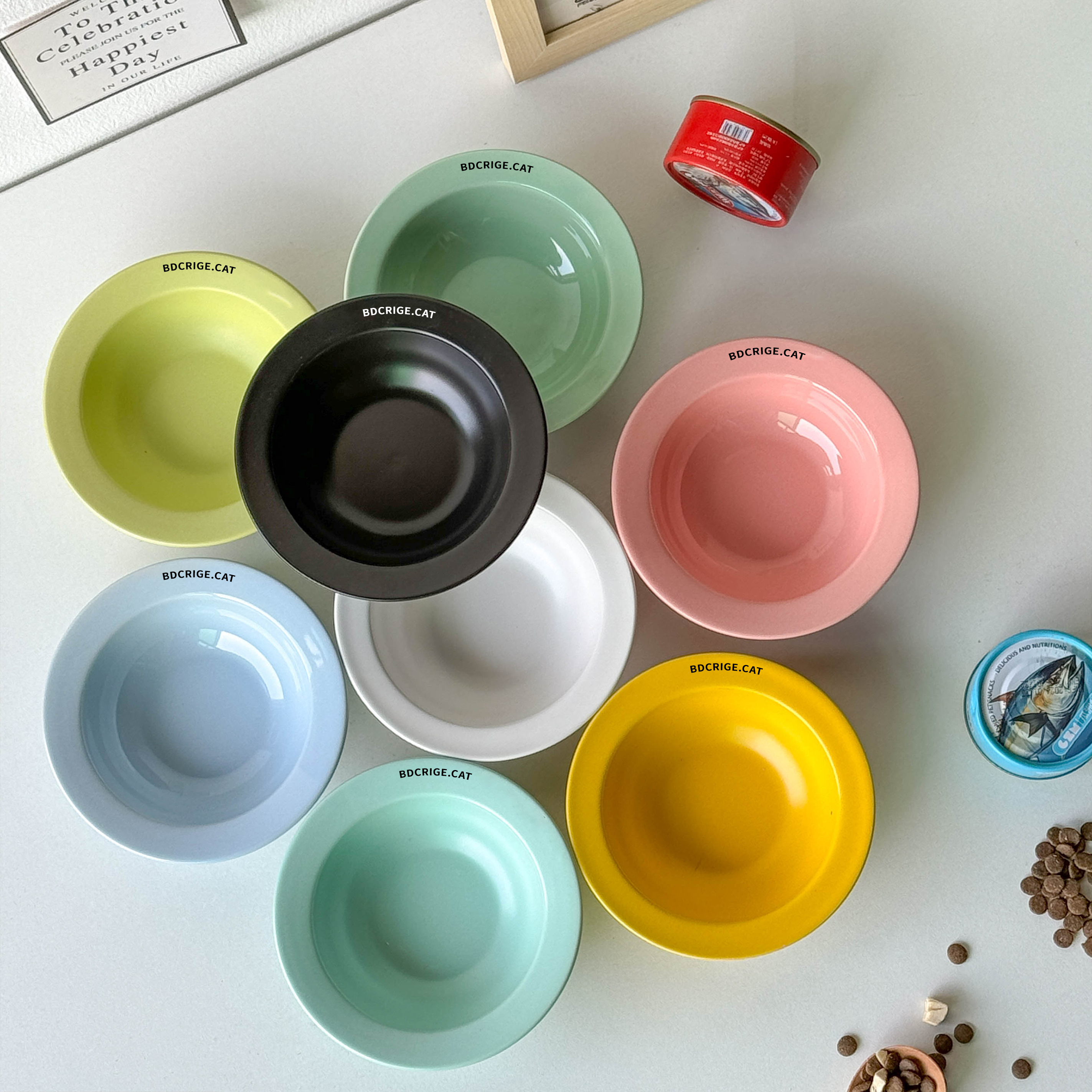 飞碟碗韩国BD宠物猫粮水陶瓷