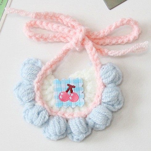 迷你宠物手工项圈猫咪针织项链猫脖圈小型犬狗围脖围兜口水巾装饰