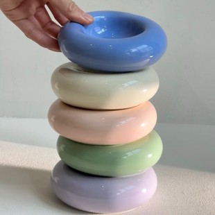 贝果碗罐头陶瓷宠物碗猫碗狗碗猫咪粮食碗甜甜圈食器水碗瓷碗猫