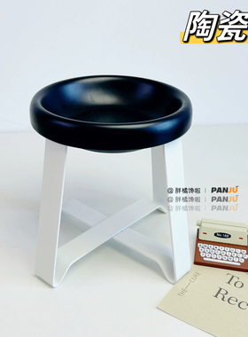 pe陶瓷高脚宠物猫狗碗高脚浅口深口陶瓷碗BD飞碟高矮架子增高支架