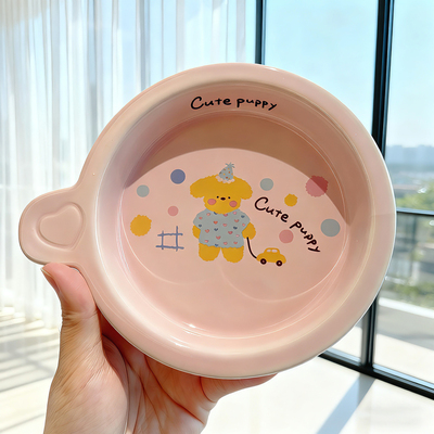 年糕新品宠物碗吉伊卡哇童趣耳碗飞碟碗猫狗碗陶瓷可爱ins湿粮碗