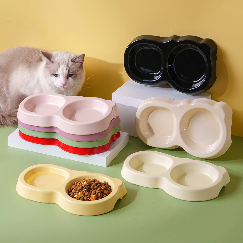 吃喝两用宠物碗猫猫双拼陶瓷碗宠物用具大口径陶瓷防打翻食盆猫碗