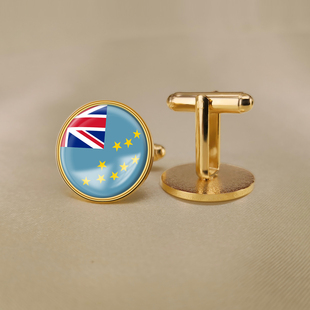 图瓦卢国旗旗帜爱国袖扣世界各国国旗商务袖扣