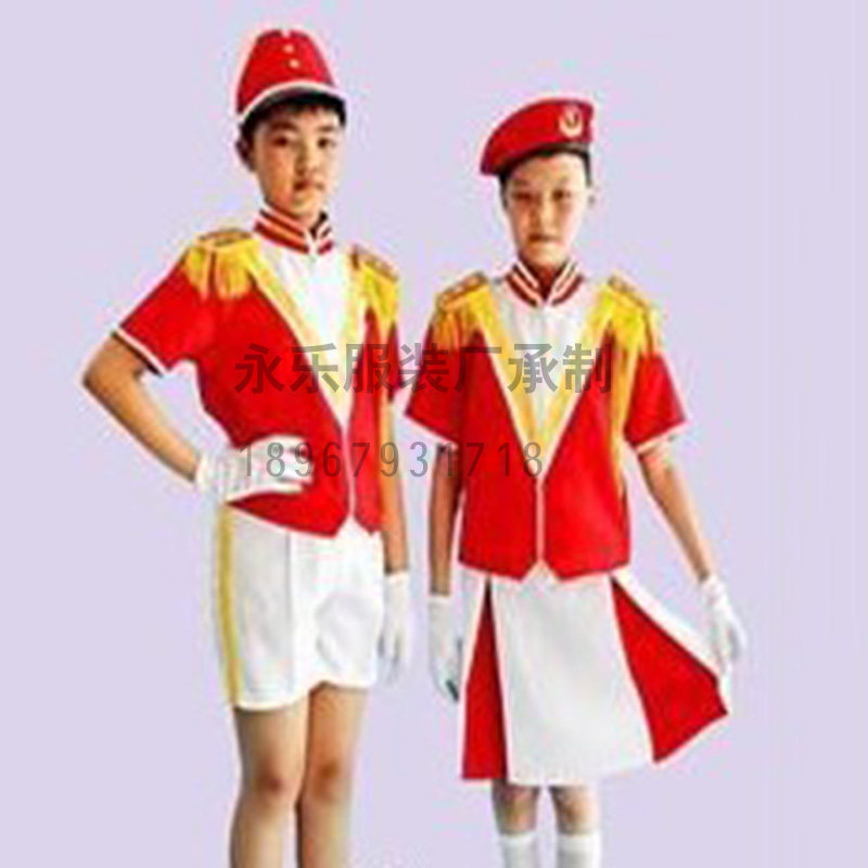 新款夏天短袖儿童鼓号管乐队服装中小学生仪仗队国旗班鼓手演出服
