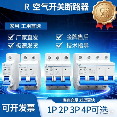【正品】DZ47 63A100A空气开关断路器 1P2P3P4P保护器小型家用C45