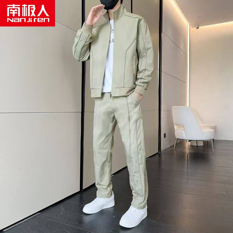 春秋款运动套装男士反光条韩版潮流帅气防水夹克外套两件套