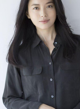 实拍！韩孝周同款早秋新翻盖双口袋工装风黑色天丝垂感衬衫08261