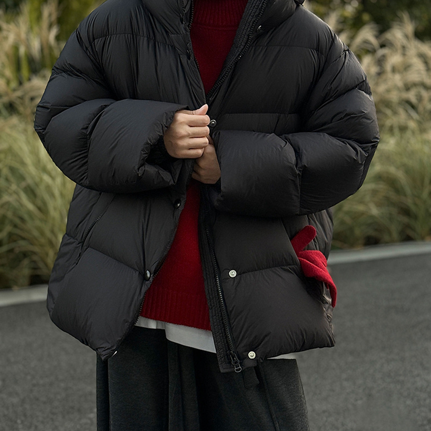 泡芙款90白鸭绒连帽短款羽绒服