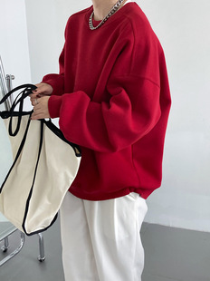 纯色圆领长袖 实拍 休闲慵懒风韩版 新款 套头卫衣上衣女2628 秋季