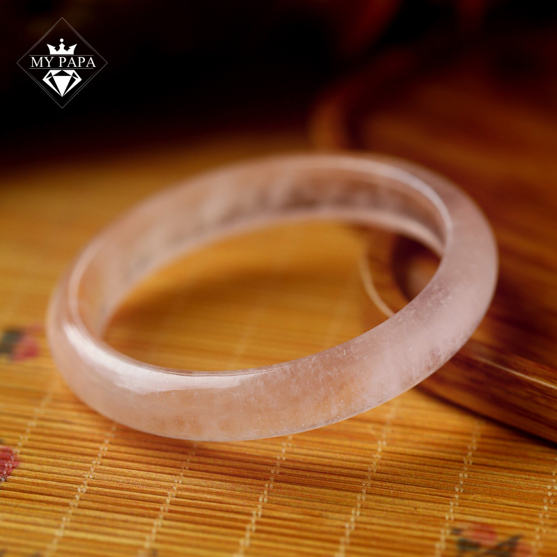 少女心MYPAPA水晶彩宝收藏级内径55.5MM玻璃体粉色摩根石手镯女