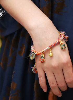 MYPAPA手工文玩吞金兽手编彩绳扎基拉姆暴力招财五彩绳男女P