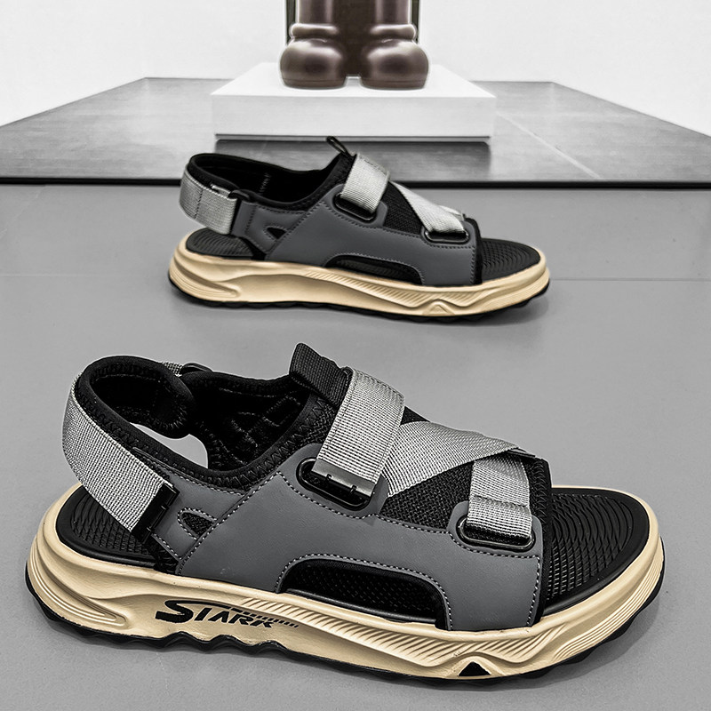 SLIPPERS MENS SUMMER OUTDOOR WEAR TRENDY CASUAL SANDALS MENS DUAL-PURPOSE DRIVING NON-SLIP WEARABLE BEACH SHOES