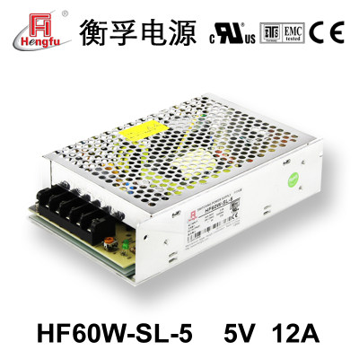 衡孚电源HF60W-SL-5宽电压输入DC5V12A单路输出开关电源可订制