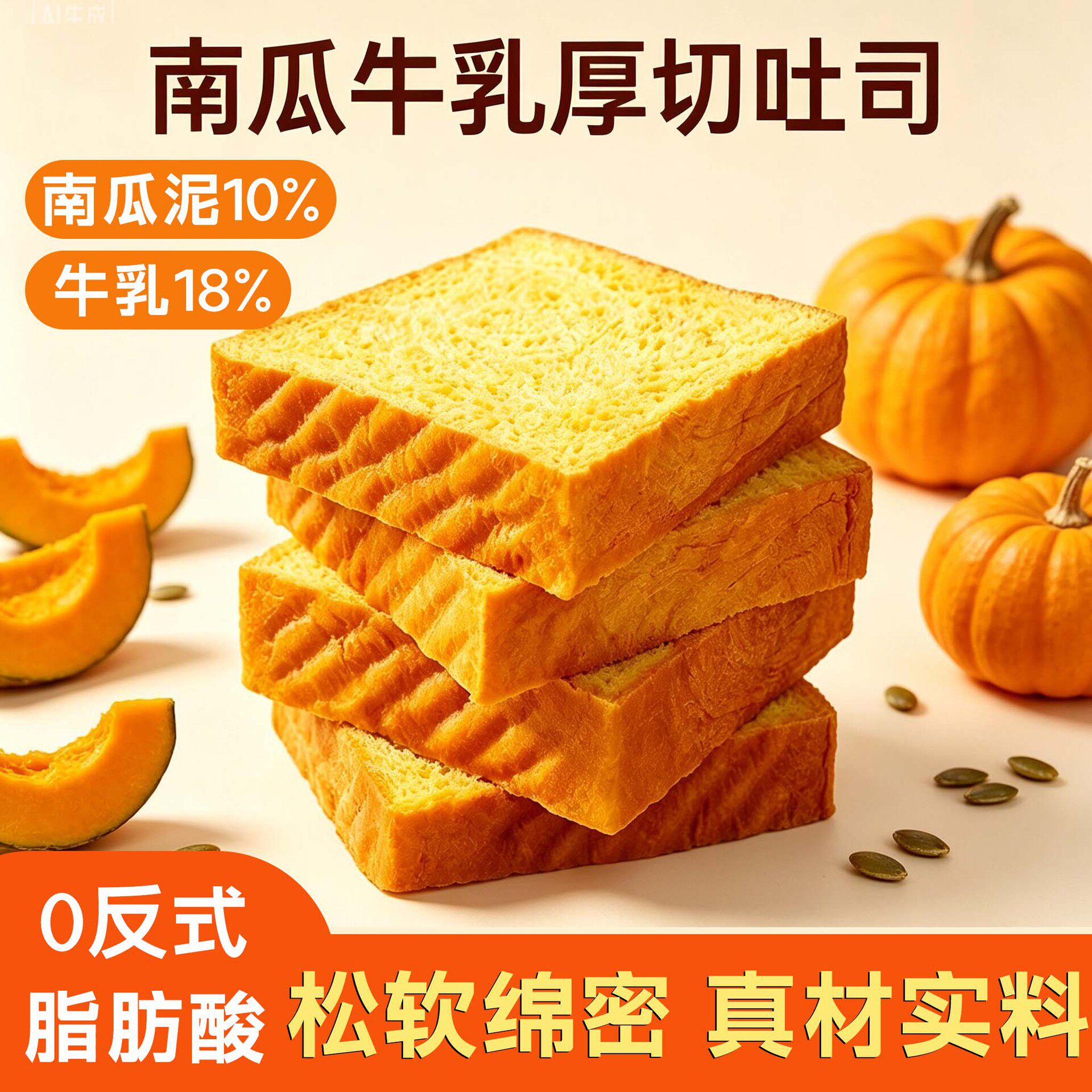 山姆冠必买雪点派南瓜牛乳厚切吐司面包700g*1箱蛋糕解馋糕点早餐