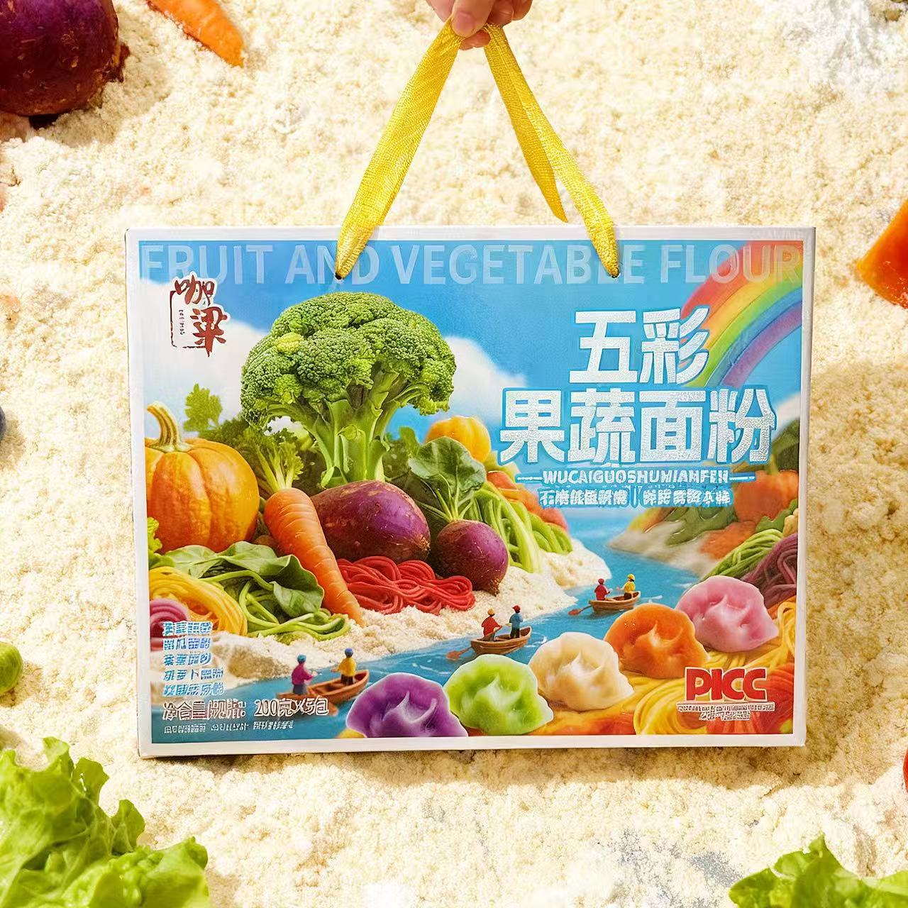 山姆必买【新款礼盒】五彩果蔬面粉饺子彩色蔬菜石磨果蔬面粉礼盒