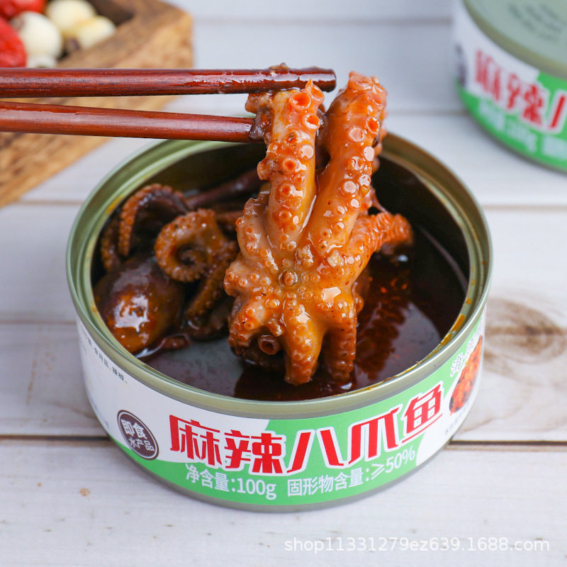 山姆必买海领冠网红麻辣小海鲜八爪鱼熟食罐头100克/罐抖音快手