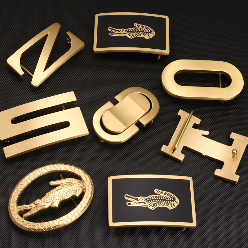 高档黄铜皮带头皮带扣男扣头钉腰带平滑扣打孔男士配件实心黄铜