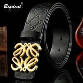 潮人个性 皮带男潮真皮平滑扣裤 腰带青年百搭简约年轻人韩版 纯牛皮