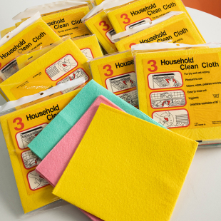 出韩单厨房抹布外贸三色抹布洗碗布吸水性强擦桌布去油污万用抹布