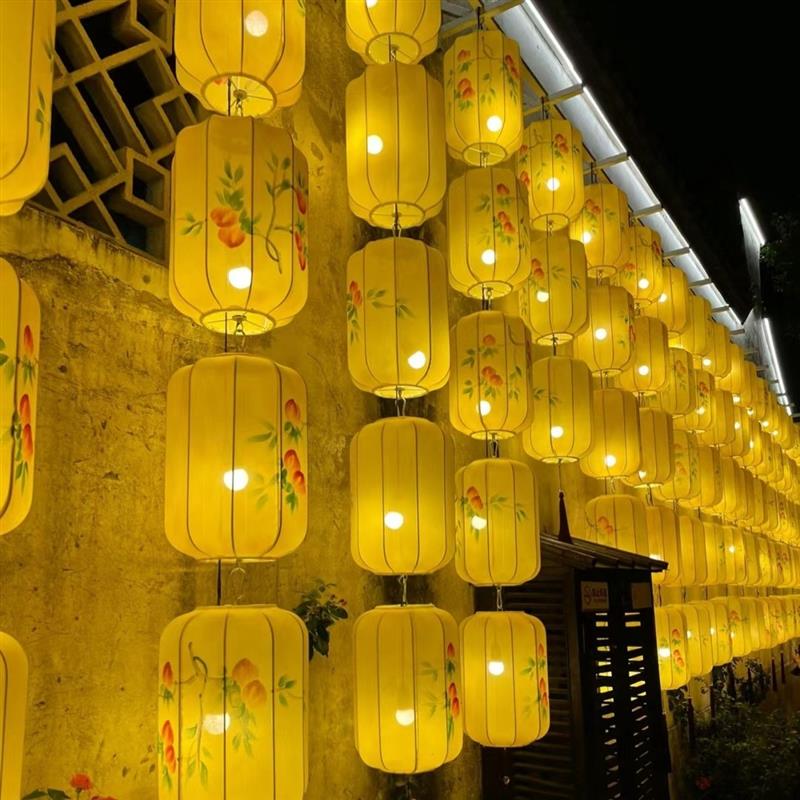 高端刺绣灯笼挂饰2025新款大红色中式宫灯庭院阳台大门口一对装