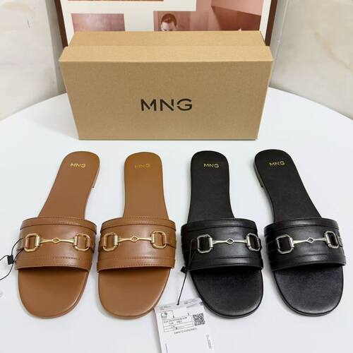 MNG女夏新款金属一字拖