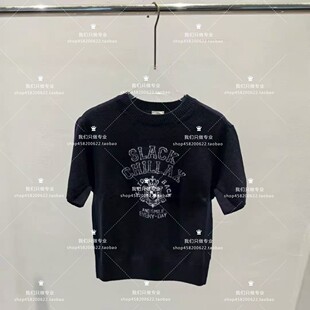 699 欧家专柜2025秋新羊毛圆领提花短袖 毛衣女针织1SY303266F