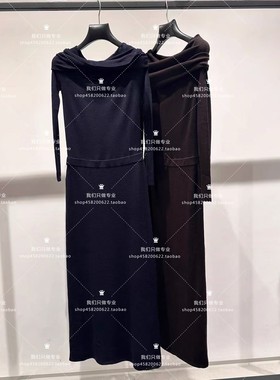 欧家专柜2025秋新羊毛一字领毛织连衣裙女长裙1SY308257F-9A-1690